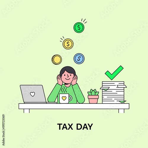 Flat Vector Tax Day Organization Scene