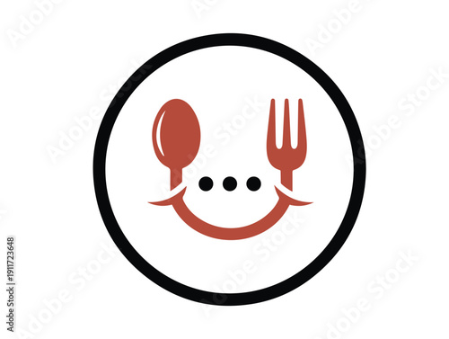 Smiling face with spoon and fork emblem