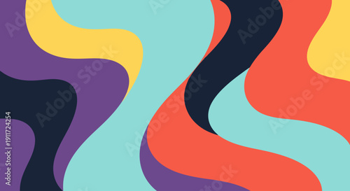 Dreamy retro ribbons drifting across textured artistic space