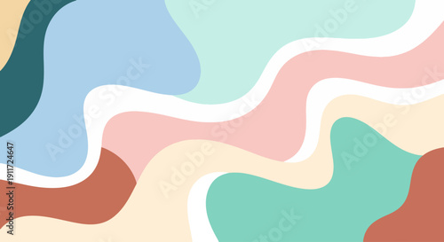Mid century inspired color waves rippling through an imaginative abstract horizon