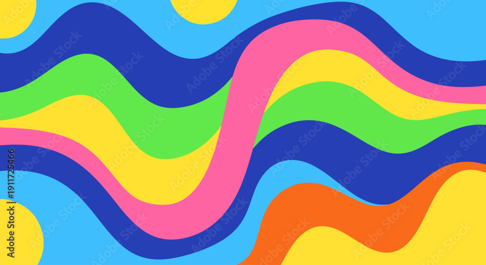 Obraz premium Vibrant Retro Wavy Rainbow Background Design