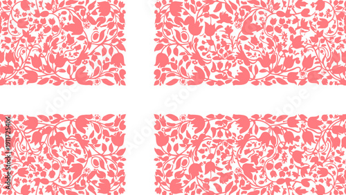 pink floral border pattern an elegant botanical design creating a prominent white cross on clean background perfect for spring summer and feminine graphic themes.