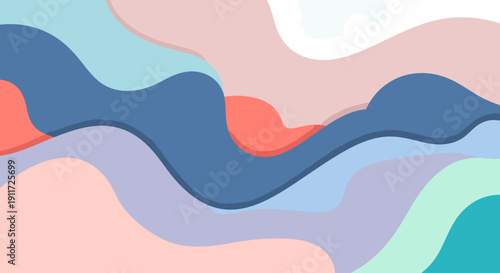 Stylish abstract composition with coral and teal accents