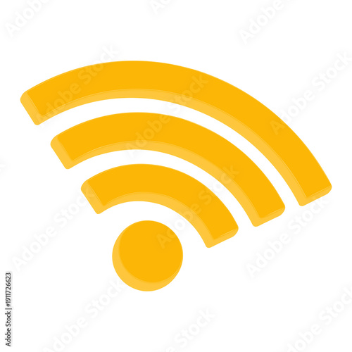 3D Icon Yellow WiFi Signal Wireless Internet Network Connection Symbol Isolated High Quality Render Transparent Background