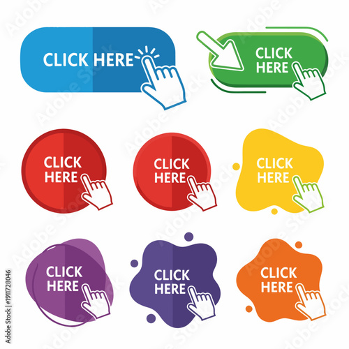Set of buttons, Click here label