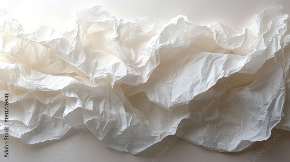 Obraz premium Crumpled white paper texture, light and shadow