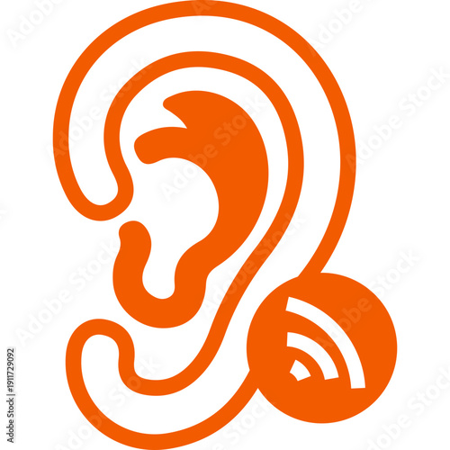 Wireless Ear Signal Vector Icon