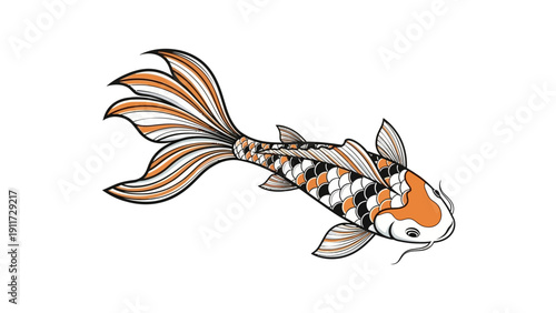 Koi fish illustration elegant decorative art for design and projects