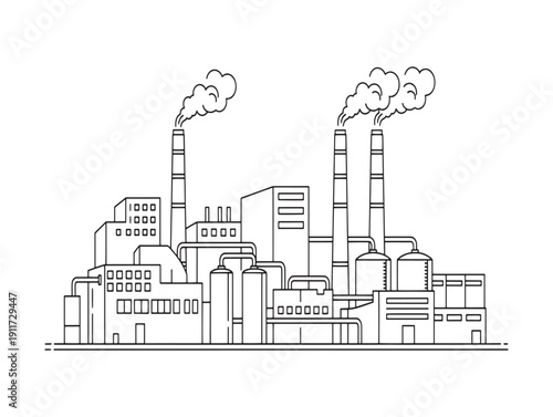 Wallpaper Mural Industrial factory with smoking chimneys Torontodigital.ca