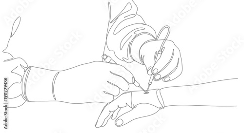 Medical procedure illustration of a doctor performing a minor surgery.