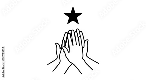 Hands reaching up towards a star symbol.