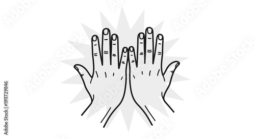 Illustration of two hands giving a high five with a starburst behind them.
