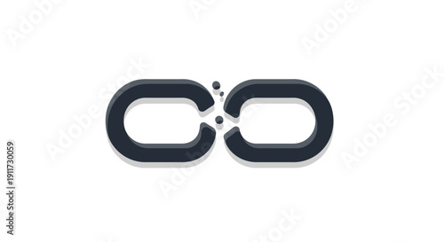 Interconnected chain links forming an abstract shape.