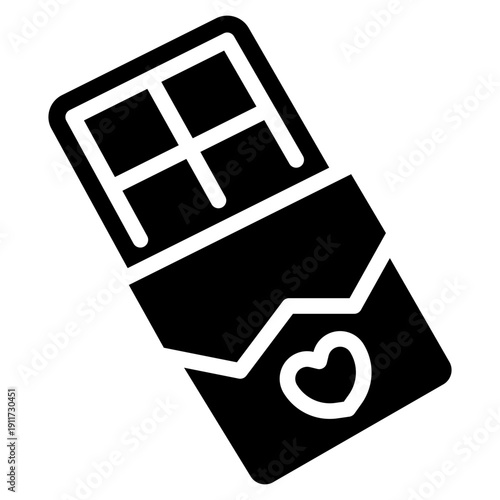 chocolate with heart glyph icon vector