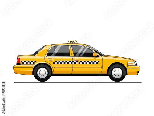 Yellow Checker Cab - Classic Taxi Illustration