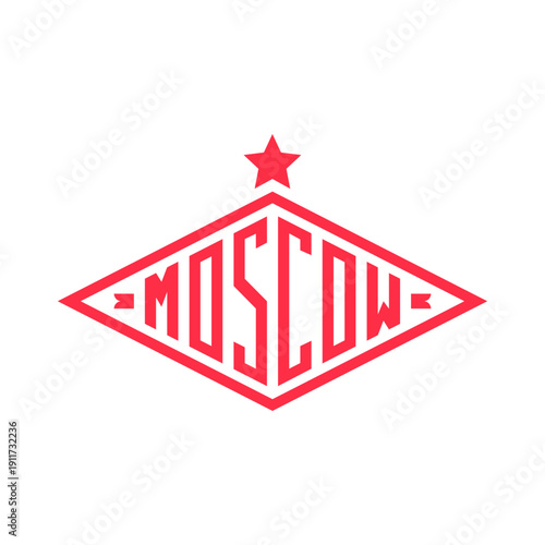 Retro badge Moscow, Russia. Visit city logo template for banner, flyer and branding