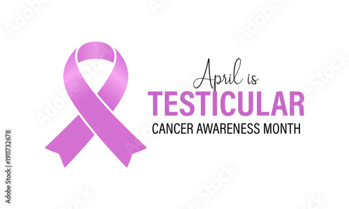 Testicular Cancer Awareness Month, promoting early detection and men s health support Pink ribbon symbol representing April. Banner poster, flyer and background design template.