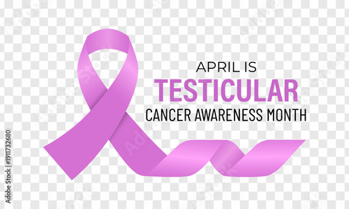 Testicular Cancer Awareness Month, promoting early detection and men s health support Pink ribbon symbol representing April. Banner poster, flyer and background design template.