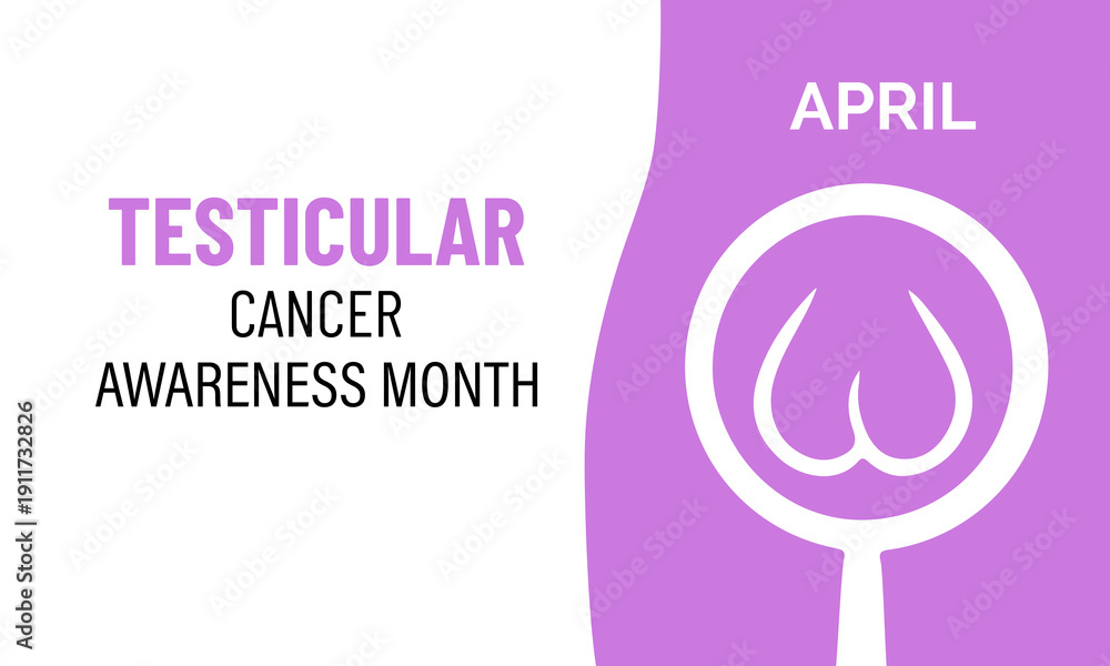 Obraz premium Testicular Cancer Awareness Month, promoting early detection and men s health support Pink ribbon symbol representing April. Banner poster, flyer and background design template.