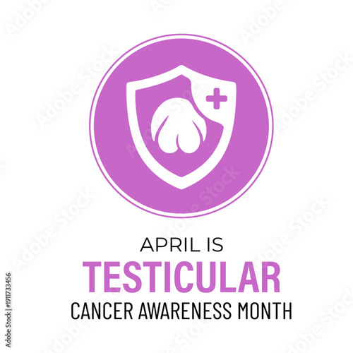 Testicular Cancer Awareness Month, promoting early detection and men s health support Pink ribbon symbol representing April. Banner poster, flyer and background design template.
