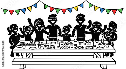 Celebration Party with Friends at a Table