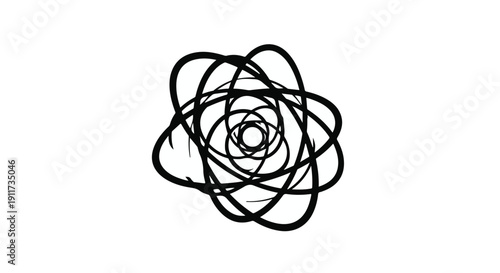 Abstract geometric flower pattern design element black and white illustration for creative projects and artistic use