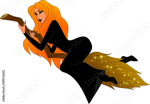 a witch flying on a broom