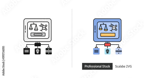 Data science concept, AI, machine learning, computer monitor