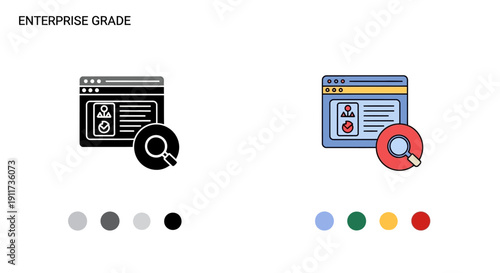 Enterprise grade search, data analysis, web interface icon