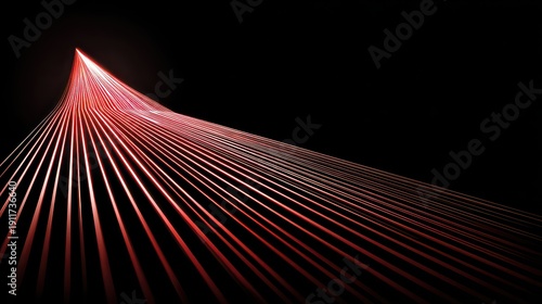 Abstract Red Light Beam Converging Point in Darkness Light Streaks and Particle Effects Geometric Composition High Contrast Creative Background for Graphic Design