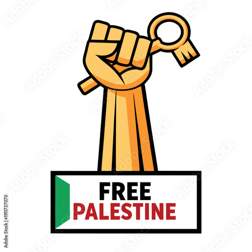 A fist holding a Palestinian key symbolizing 