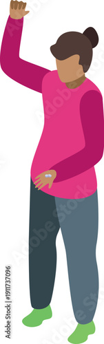 Pregnant woman demonstrating strength and health while holding prenatal vitamins