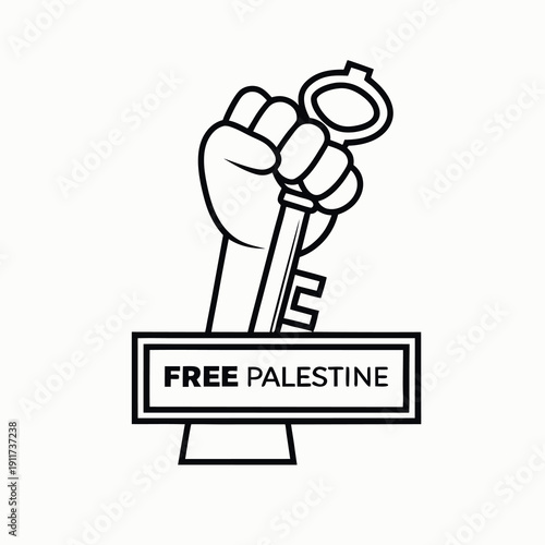A fist holding a Palestinian key symbolizing 