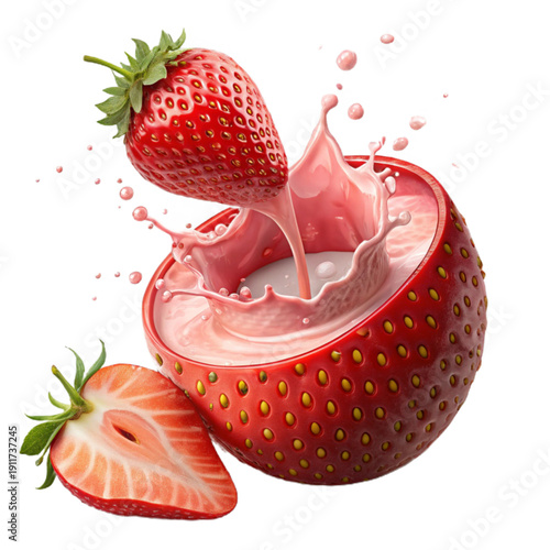 Creatively designed image showcasing a vibrant strawberry