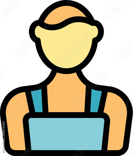 Male farmer wearing dungarees, looking ahead, representing agriculture, farming, and rural life