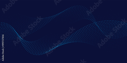 Abstract technology big data digital background. Dot blue wave light screen gradient texture background. 3d wave point fractal grid science futuristic audio