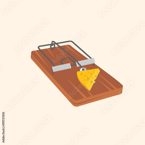 Mouse trap vector illustration in flat design cartoon isolated on background