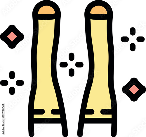 Compression stockings providing support and promoting circulation in legs, surrounded by sparkling clean aura