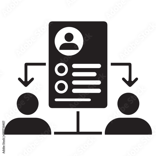 Business Recruitment Process Icon: Candidate Profile and Team Connection. Vector Illustration.