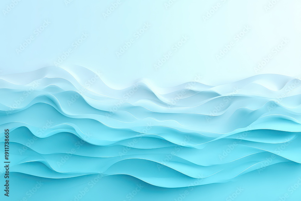 Fototapeta premium Abstract Blue Gradient Ocean Wave Pattern with Soft Lighting and Depth of Field for Background or Illustration With Calm Gentle Mood