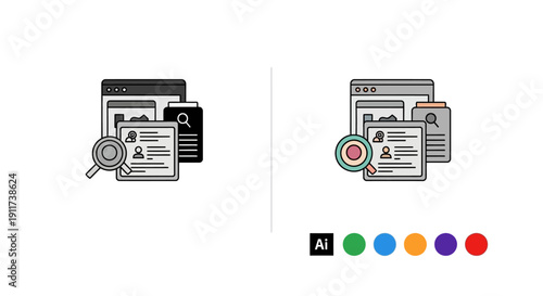 Job search concept. Resume review and candidate selection icon