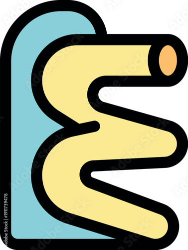 Yellow water slide zigzags into a refreshing blue pool, promising summer fun and excitement