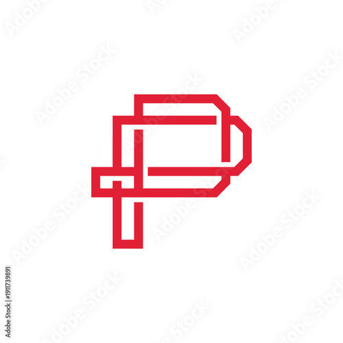 Dynamic red line art forming an elegant and modern letter P, ideal for sophisticated branding and graphic design projects, conveying a sense of innovation and clarity