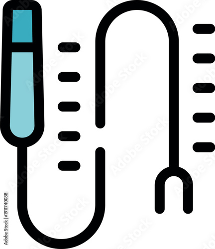 Electronic thermometer measuring temperature with sensor and cable, ideal for accurate readings