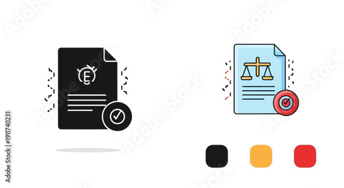 Legal Compliance Document Icon, Law and Regulation Concept