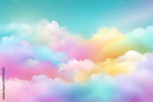 Pastel Clouds Floating in a Serene Sky Featuring Soft Hues of Pink Purple Yellow and Blue Creating a Dreamy and Ethereal Cloudscape Background