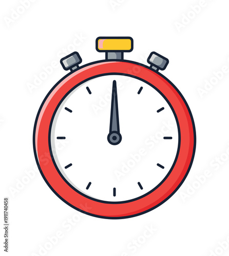 stopwatch showing zero with ring around entire watch stop time metaphor no hands motion . colored flat icon vector illustration
