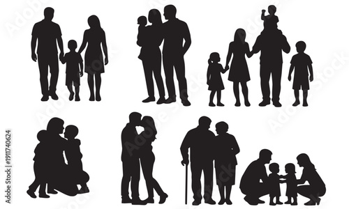 Family Groups and Parenting Silhouettes Collection