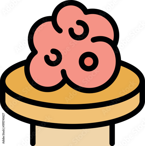 Pink brain shaped cream topping a small cake, symbolizing improved cognitive function, mental clarity, and enhanced thinking abilities