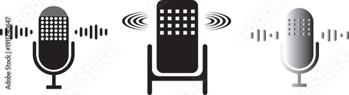 Voice recording icon black and white
Microphone icon set for audio recording